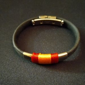 Black rubber stainless steel  bracelet